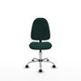 Silla de oficina Algarra con mecanismo Contacto permanente básico tapizada con Similpiel color Verde botella. Equipada con Base cromada, Sin brazos y Ruedas de nailon 50 mm