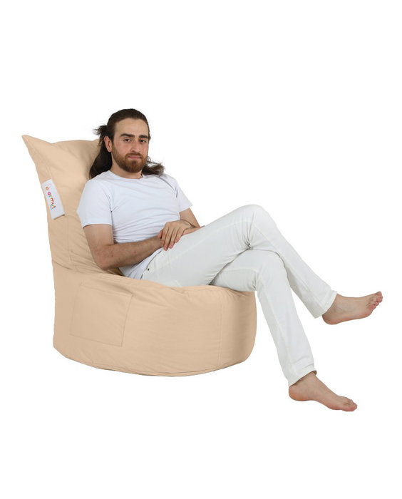 Atelier Del Sofa Bolsa de Frijoles para Jardín Visón - Exterior Impermeable, Poliéster Reciclado, 95x70x40 cm