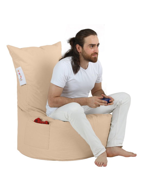 Atelier Del Sofa Bolsa de Frijoles para Jardín Visón - Exterior Impermeable, Poliéster Reciclado, 95x70x40 cm