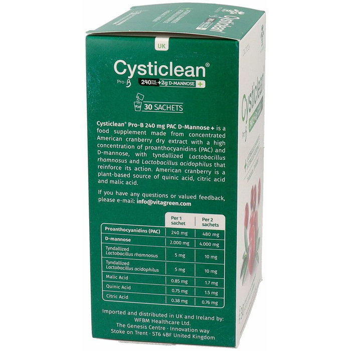 Cysticlean ProB y D-Manosa con Arándano Rojo 240mg PAC (30 sobres)