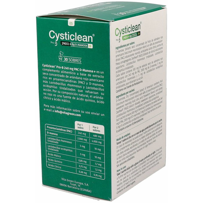 Cysticlean ProB y D-Manosa con Arándano Rojo 240mg PAC (30 sobres)