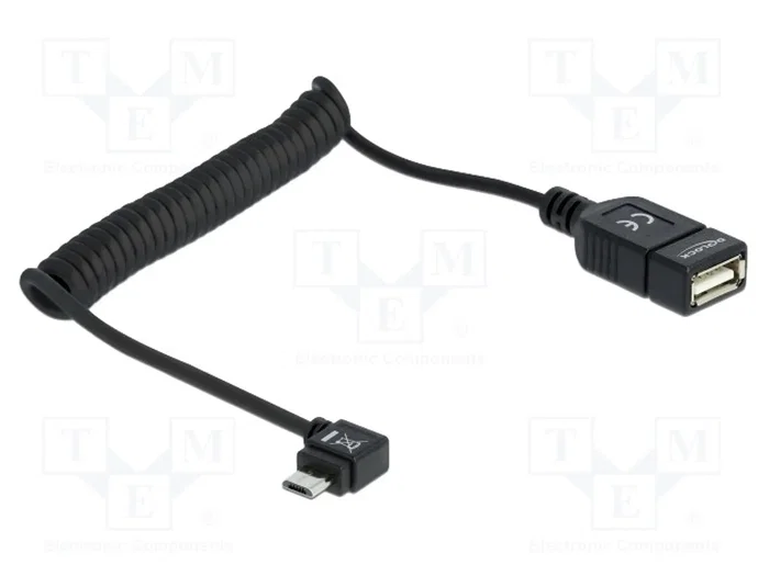 DeLOCK 83354 Cable USB Micro-B angulado a USB 2.0-A OTG espiral DeLOCK 83354 Cable USB Micro-B angulado a USB 2.0-A OTG espiral