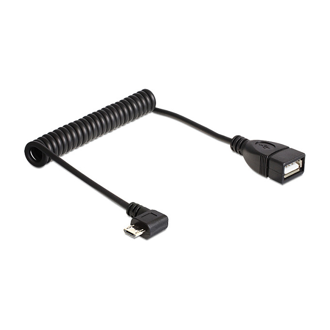 DeLOCK Cable USB 83354 Micro-USB B angulado a USB A OTG espiral DeLOCK Cable USB 83354 Micro-USB B angulado a USB A OTG espiral
