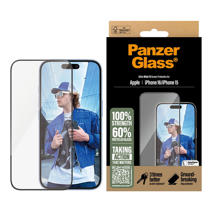 Panzerglass Screenprotect iPhone 24 6.1in Ultra-wide Fit