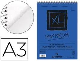 Canson Bloc Dibujo Acuarela XL Mix Media Grano Medio A3 Microperforado Espiral 29,7x42cm 30 Hojas 300 gr/m2
