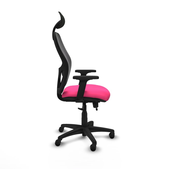 PIQUERAS Y CRESPO Alocén con mecanismo traslack, malla negra y asiento rosa