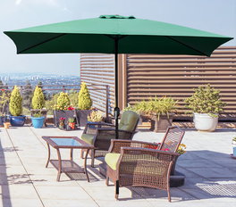 Sombrilla de bambú verde rectangular con manivela 290x190 cm