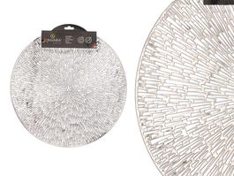 Kinvara Salvamantel Redondo Flor Plateado 38x38x1 cm (Set de 48)