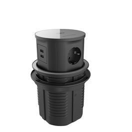 HERRAJES ALK Torre Telescópica 3Tt+Usb+Carga Gris con Carga Inalámbrica y Apertura PUSH