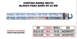Barra recta para cortina de baño blanca 110x200 cm 22 mm