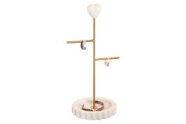 DKD Home Decor Joyero Blanco Dorado Mármol Metal Corazón 16 x 32 x 13 cm