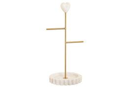 DKD Home Decor Joyero Blanco Dorado Mármol Metal Corazón 16 x 32 x 13 cm