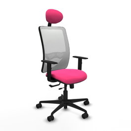 PIQUERAS Y CRESPO Silla de oficina Zulema Rosa y Blanco con mecanismo Sincro/Traslack