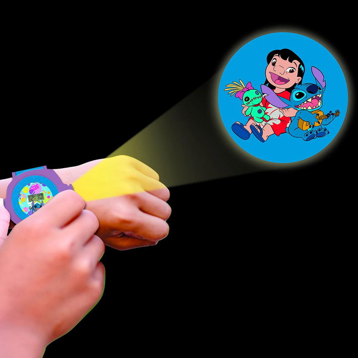Lexibook Reloj Digital Disney Stitch DMW050D Proyector de Imágenes para Niños +3 Años