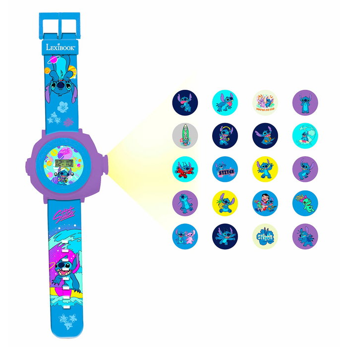 Lexibook Reloj Digital Disney Stitch DMW050D Proyector de Imágenes para Niños +3 Años