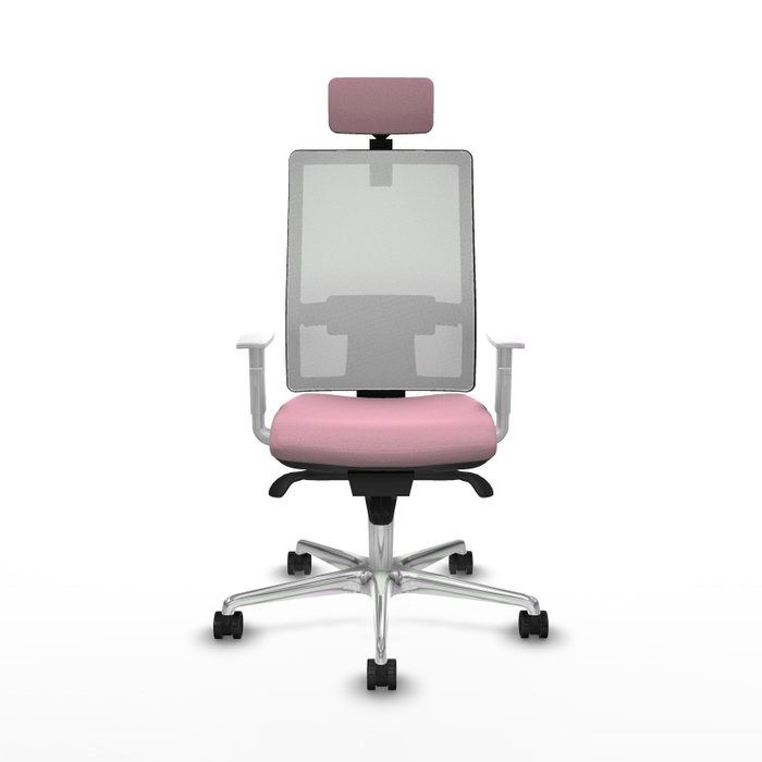PIQUERAS Y CRESPO Silla de oficina Horna Rosa y Blanca con mecanismo Sincro