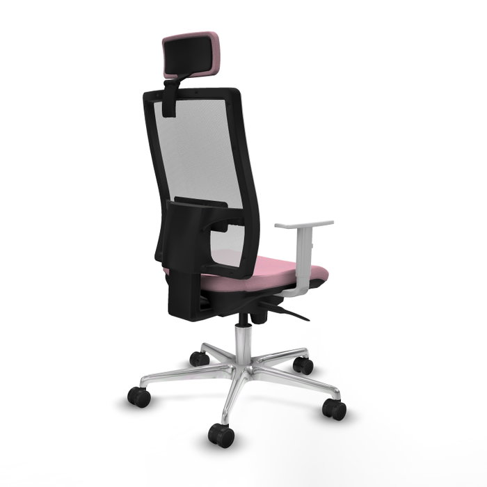 PIQUERAS Y CRESPO Silla de oficina Horna Rosa y Blanca con mecanismo Sincro