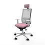 PIQUERAS Y CRESPO Silla de oficina Horna Rosa y Blanca con mecanismo Sincro