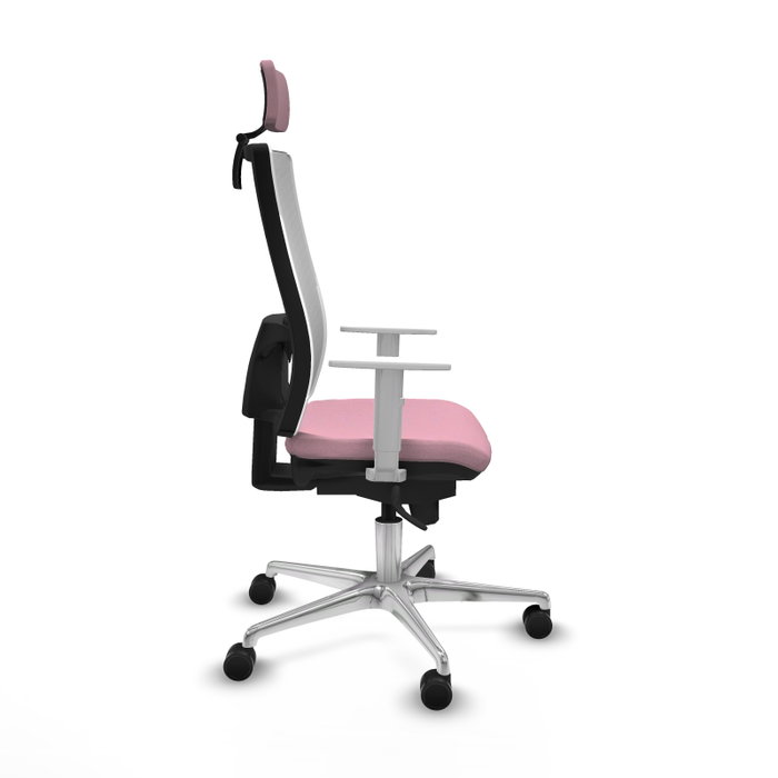 PIQUERAS Y CRESPO Silla de oficina Horna Rosa y Blanca con mecanismo Sincro