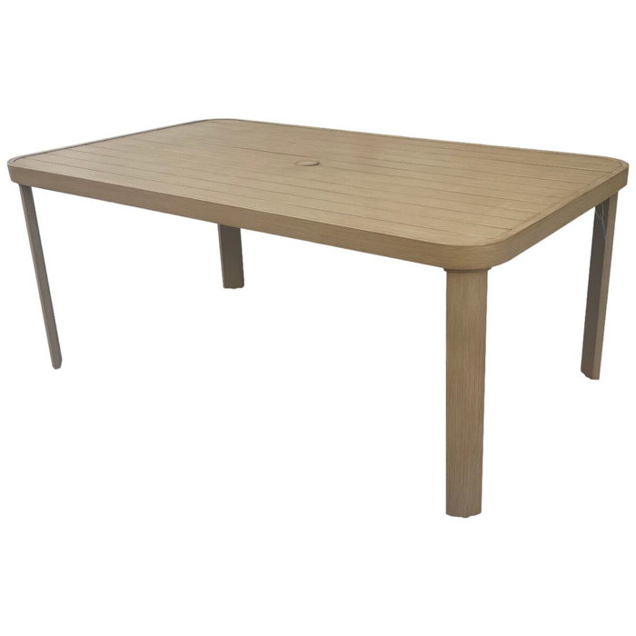 DKD Home Decor Mesa de Comedor para Terraza y Jardín, Set de 7 Piezas en Aluminio y Olefina Marrón, 105 x 75 x 182 cm