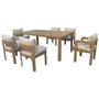 DKD Home Decor Mesa de Comedor para Terraza y Jardín, Set de 7 Piezas en Aluminio y Olefina Marrón, 105 x 75 x 182 cm