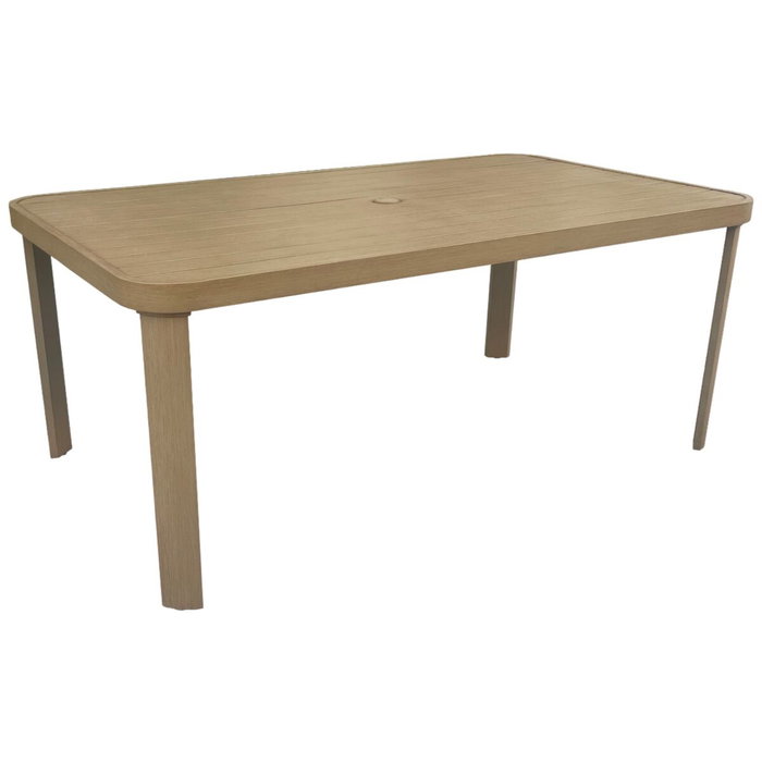 DKD Home Decor Mesa de Comedor para Terraza y Jardín, Set de 7 Piezas en Aluminio y Olefina Marrón, 105 x 75 x 182 cm