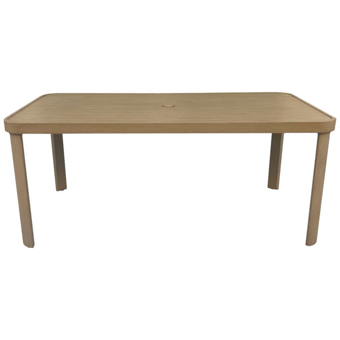DKD Home Decor Mesa de Comedor para Terraza y Jardín, Set de 7 Piezas en Aluminio y Olefina Marrón, 105 x 75 x 182 cm
