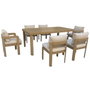 DKD Home Decor Mesa de Comedor para Terraza y Jardín, Set de 7 Piezas en Aluminio y Olefina Marrón, 105 x 75 x 182 cm