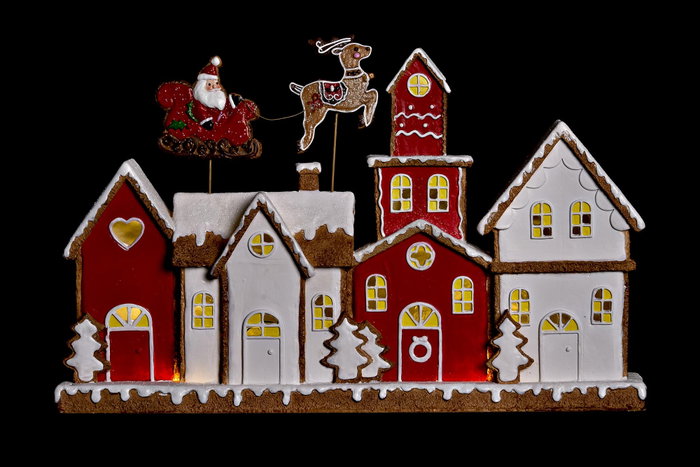 DKD Home Decor Casa Resina LED Rojo y Blanco 41x7,5x27 cm