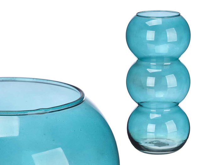 GIFTDECOR Jarrón de Cristal Triple Esfera Turquesa GIFTDECOR Jarrón de Cristal Triple Esfera Turquesa