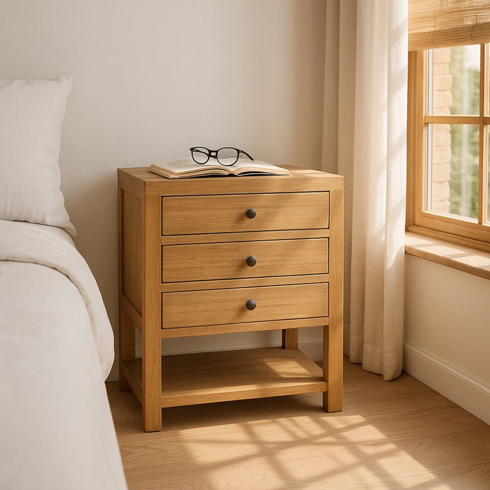 Mesita Natural Madera Mindi Dormitorio 60 X 35 X 65 cm Mesita Natural Madera Mindi Dormitorio 60 X 35 X 65 cm