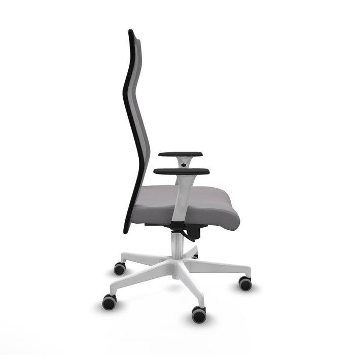 PIQUERAS Y CRESPO Sillón Albacete con mecanismo Sincro, Similpiel Gris y Malla Negra, Base Blanca, Brazos 1D, Ruedas 65mm para Parqué PIQUERAS Y CRESPO Sillón Albacete con mecanismo Sincro, Similpiel Gris y Malla Negra, Base Blanca, Brazos 1D, Ruedas 65mm para Parqué