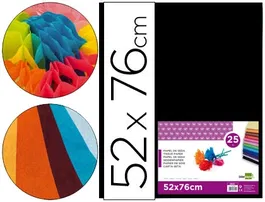 Liderpapel Papel seda negro 52x76 cm 18 gr paquete de 25 hojas