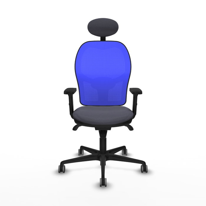 PIQUERAS Y CRESPO Silla de oficina Jorquera con mecanismo Sincro, malla azul y tela gris oscuro PIQUERAS Y CRESPO Silla de oficina Jorquera con mecanismo Sincro, malla azul y tela gris oscuro
