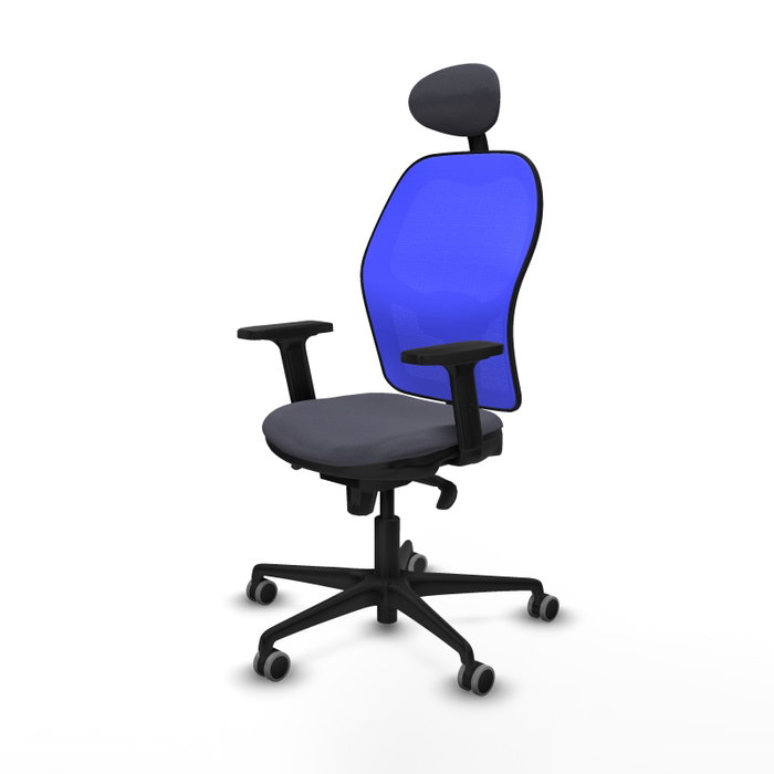 PIQUERAS Y CRESPO Silla de oficina Jorquera con mecanismo Sincro, malla azul y tela gris oscuro PIQUERAS Y CRESPO Silla de oficina Jorquera con mecanismo Sincro, malla azul y tela gris oscuro