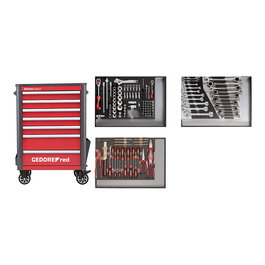 GEDORE R22071004 Werkzeugwagen WINGMAN, Carro de Herramientas con 129 Piezas, Rojo