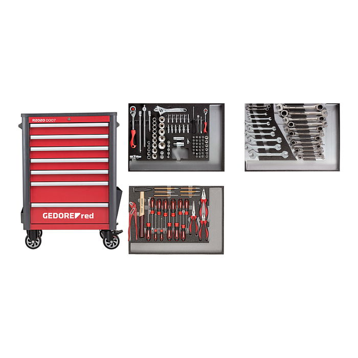 GEDORE R22071004 Werkzeugwagen WINGMAN, Carro de Herramientas con 129 Piezas, Rojo GEDORE R22071004 Werkzeugwagen WINGMAN, Carro de Herramientas con 129 Piezas, Rojo