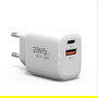 Elbe CARG-2037-QC Cargador Dual USB+Type C Pared PD+QC3.0 20W Blanco