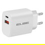 Elbe CARG-2037-QC Cargador Dual USB+Type C Pared PD+QC3.0 20W Blanco