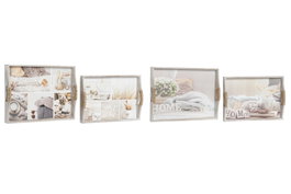 DKD Home Decor Set de 2 Bandejas MDF Beige 40x30x6 cm Surtidas