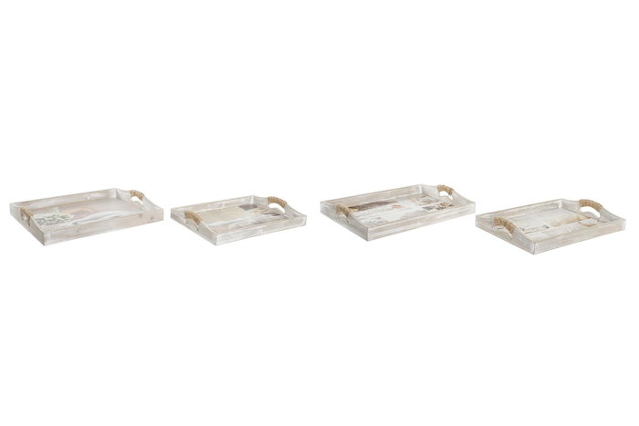DKD Home Decor Set de 2 Bandejas MDF Beige 40x30x6 cm Surtidas