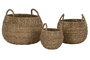 DKD Home Decor Set de 3 Cestas de Seagrass y Metal Natural