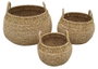 DKD Home Decor Set de 3 Cestas de Seagrass y Metal Natural