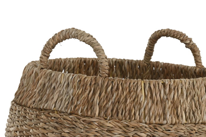 DKD Home Decor Set de 3 Cestas de Seagrass y Metal Natural