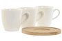 DKD Home Decor Set de 6 Tazas de Café de Porcelana y Bambú Blanco 90ml