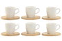 DKD Home Decor Set de 6 Tazas de Café de Porcelana y Bambú Blanco 90ml