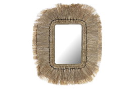 DKD Home Decor Espejo de Yute y Cristal Natural 50x60 cm