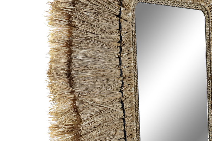 DKD Home Decor Espejo de Yute y Cristal Natural 50x60 cm