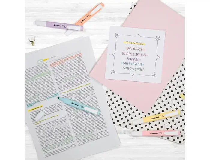 Stabilo Rotulador fluorescente Swing Cool pastel estuche 4 unidades colores surtidos trazo 2-5 mm tecnología anti-secado