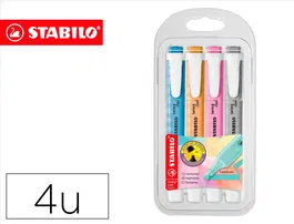 Stabilo Rotulador fluorescente Swing Cool pastel estuche 4 unidades colores surtidos trazo 2-5 mm tecnología anti-secado